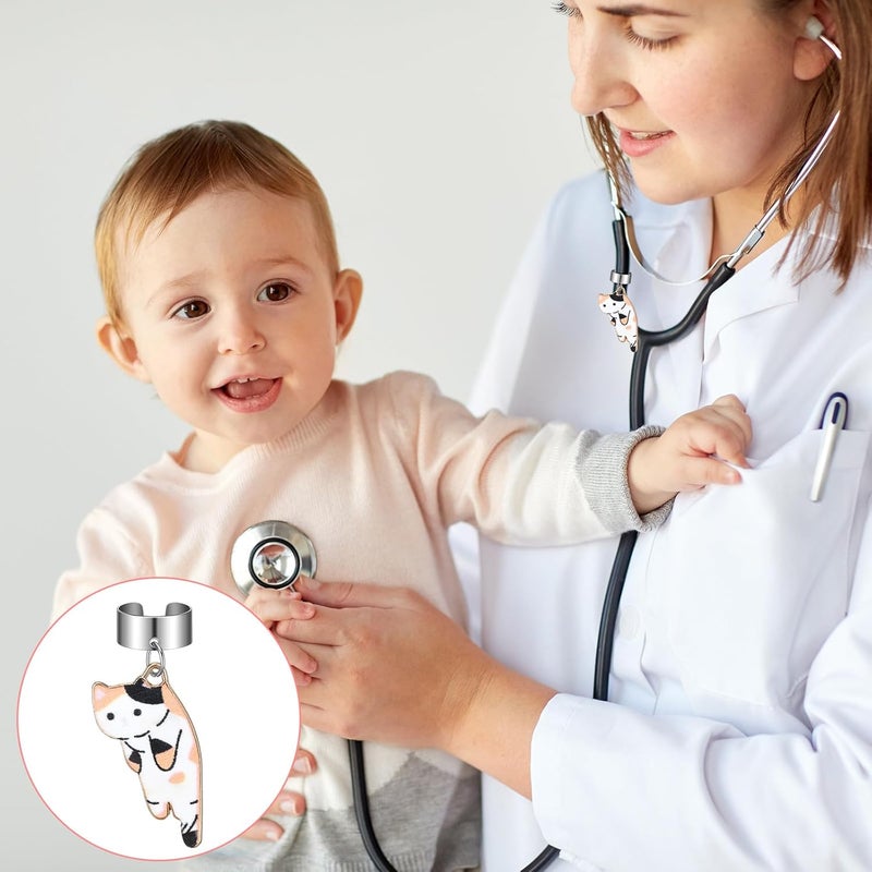 Solsew 12 قطعة من سلاسل ستاثوسكوب على شكل قطط للممرضات - قطط لطيفة - بطاقات تعريف ستاثوسكوب قابلة للتعديل - هدايا عيد الميلاد - ملحقات شخصية للأطباء - للنساء الأطباء وطلاب التمريض وموظفي التمريض - زينة عيد الميلاد - Image 5